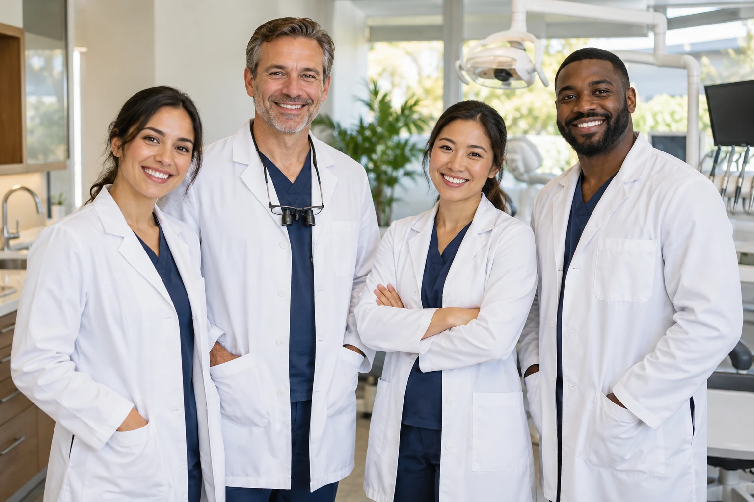 Equipo de la Clínica Dental Brandon en la recepción del consultorio en Chapinero
